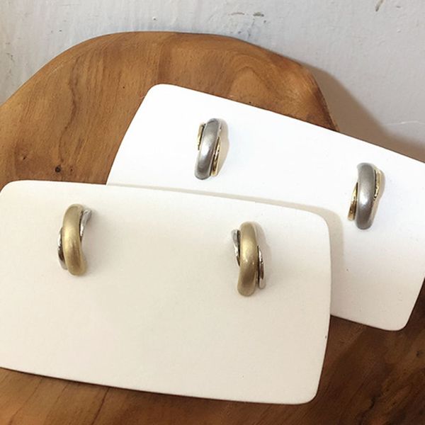 

chic korean style silver gold twisted winding geometric c small stud earrings for women girl gifts fashion jewelry, Golden;silver