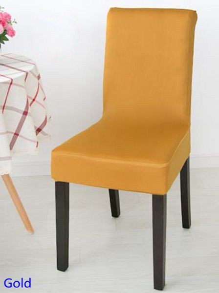 

gold colour spandex lycra chair cover fit for square back home chairs wedding party home dinner decoration half cover