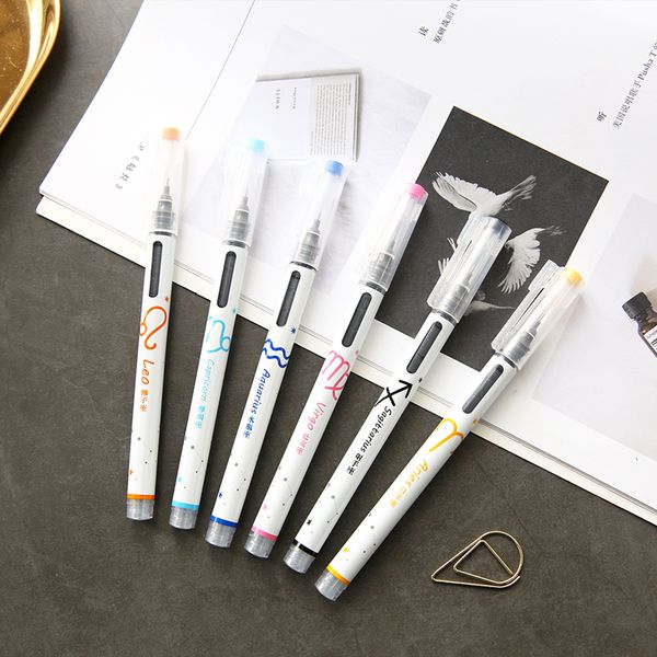 

gel pens jianwu 1pc 12 constellation straight liquid pen large capacity self-control ink 0.5 mm needle stationery store