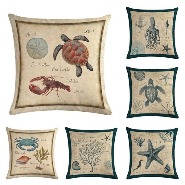 

45x45cm turtle crab family cushion cover soft plush pillow case home room office decoration back throw sofa cushion cover