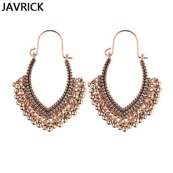 

1 pair bohemia earrings boho style vintage ethnic fashion beads pendant tassel dangle women gifts decoration, Silver