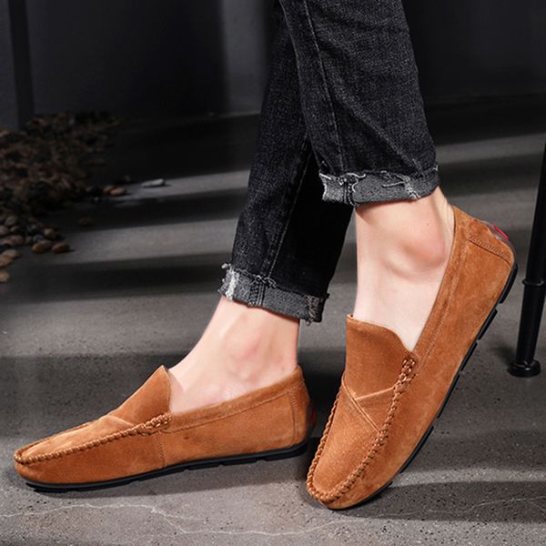 

genuine leather loafers men shoes men's loafers for men casual shoes slip on moccasins flats footwear plus size 48, Black