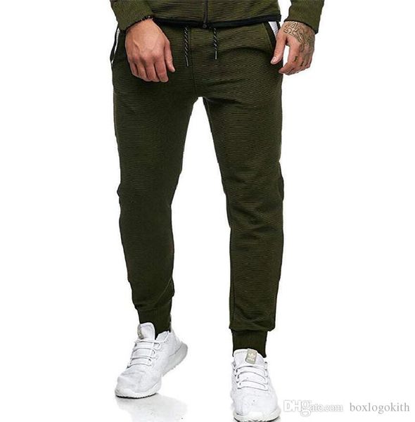

mens designer sports pants causal fashion strip skinny solid color elastic waist full length pants mens casual pants, Black