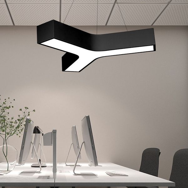 

y shape led pendant light office herringbone aluminum led ceiling lamp fixture
