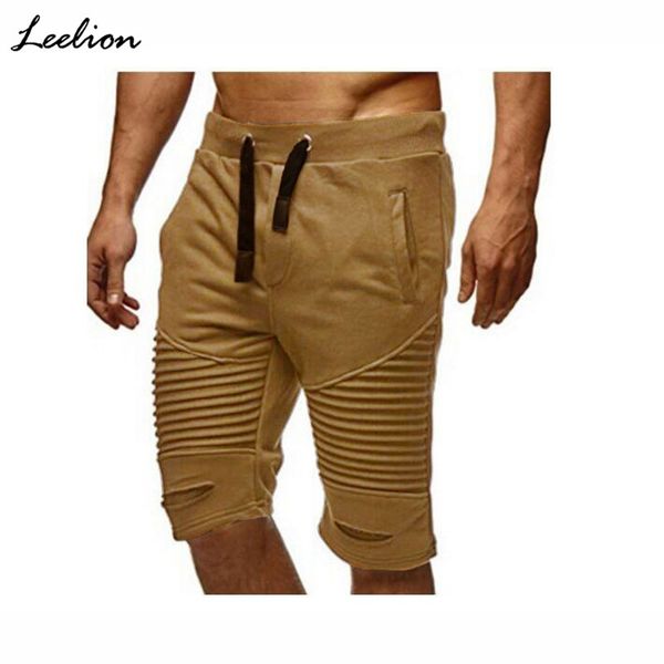 

leelion 2018 summer new fashion fitness shorts men elastic drawstring ppocket fast dry men's clothing cotton casual men's shorts, White;black