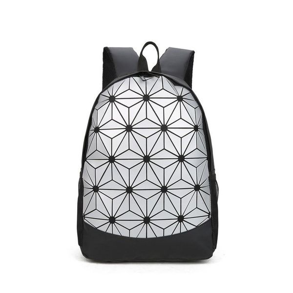 

2019 new college backpack matte luminous chaos triangle backpack rhombic stitching travel large capacity female