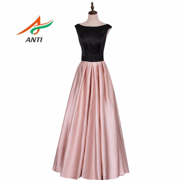 

anti fashion sashes beading evening dress long pink and black satin beading evening gowns high-quality draped party dresses, White;black