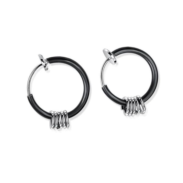 

black stainless steel hoop earrings for men women jewelry fashion 4 circles cool man earrings brincos oge478, Golden;silver