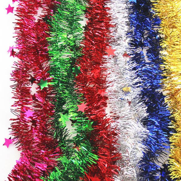 

1pcs 2m christmas decoration bar ribbon garland christmas tree ornaments silver gold cane tinsel wedding party supplies