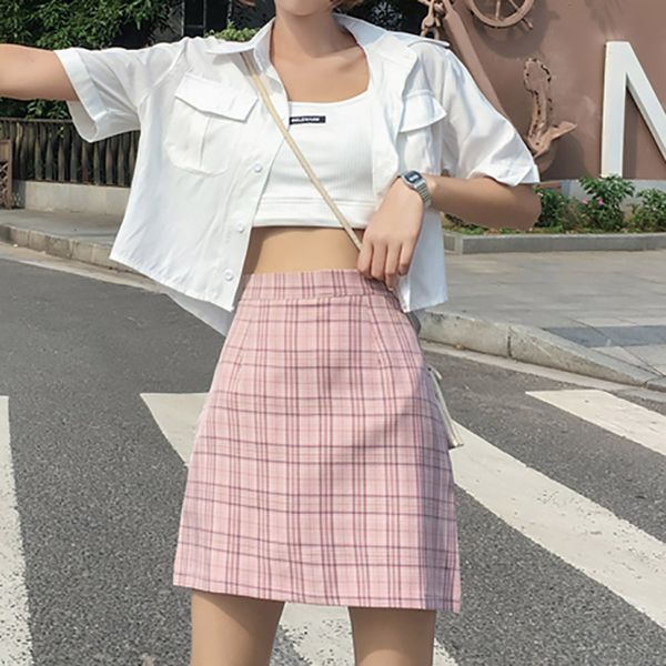 

женские юбки карандаш 2020 новый плед высокой талией тонкий юбки young girl summer большой размер япония женский, Black