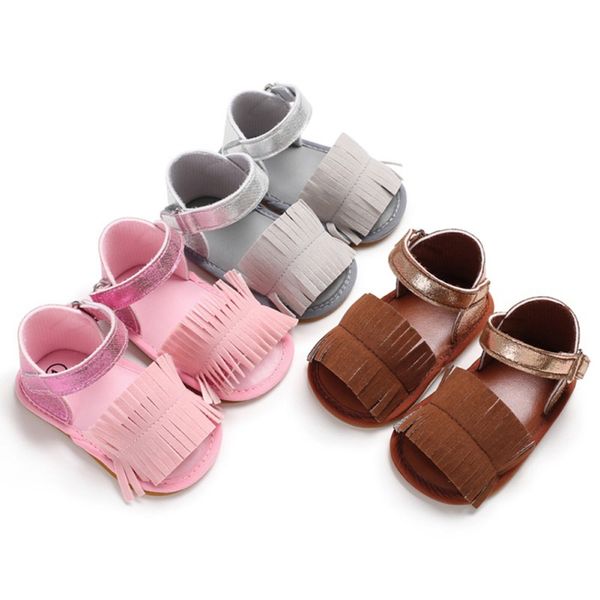 

cute princess baby sandals pu baby girl shoes newborn pu tassel fashion girl sandals summer beach, Black;red
