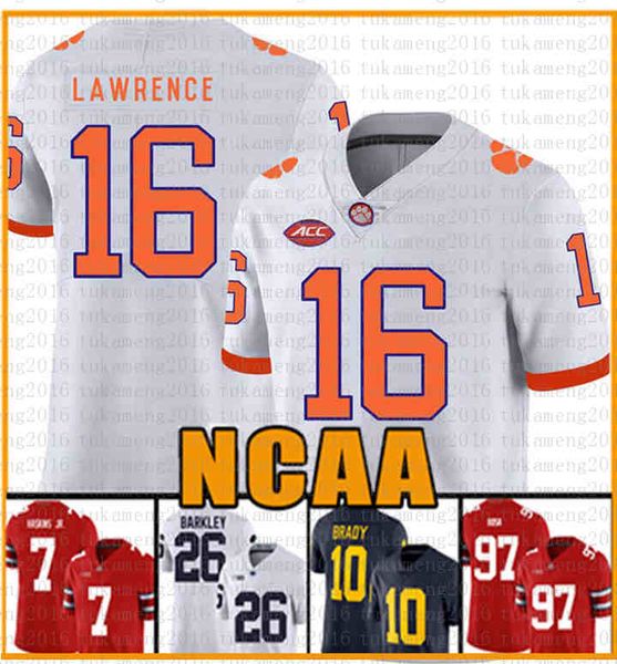 

ncaa clemson tigers 16 trevor lawrence 9 travis etienne jr. tom brady jersey 13 tua tagovailoa jerseys saquon barkley eeryjht, Black;red