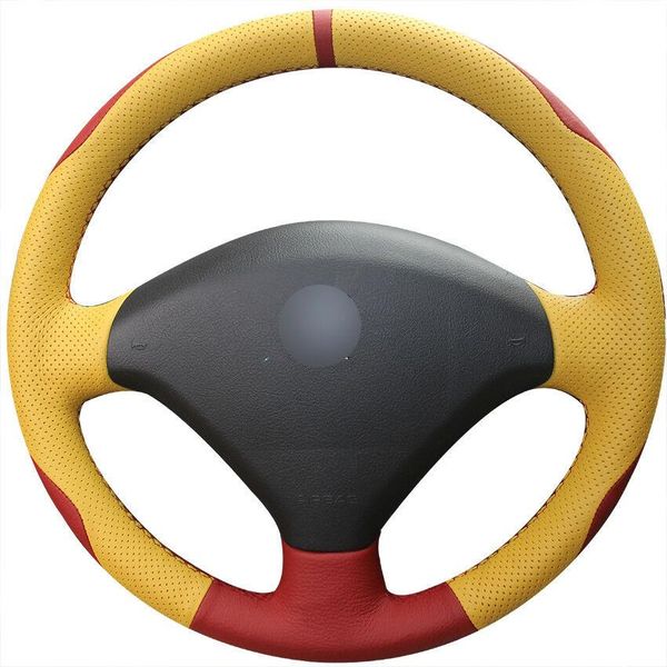 

for peugeot 307 leather steering wheel cover hand-stitch on wrap cover
