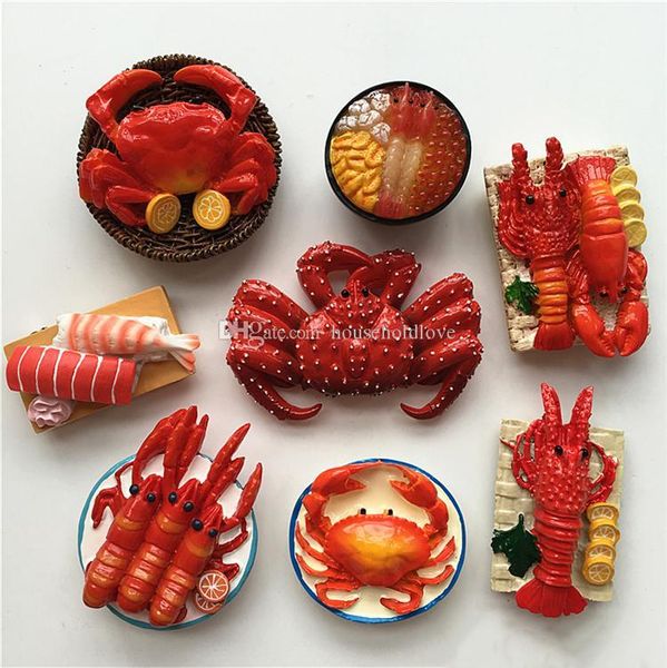 

funny cartoon european seafood home décor crab lobster oyster resin refrigerator magnet fridge magnets new exotic decorations gifts