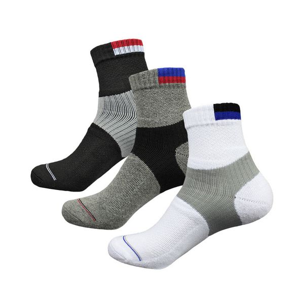

men sport socks outdoor badminton tennis baseball table tennis padded sole protection cotton sock, Black
