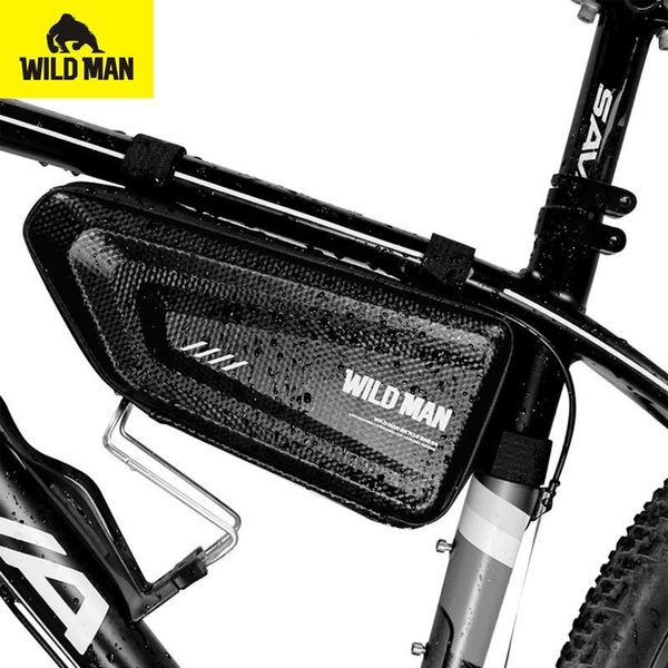 

wild man mountain bike bag rainproof road bicycle frame bag cycling accessories hard shell tools storage panniers capacity 1.5l mx200717