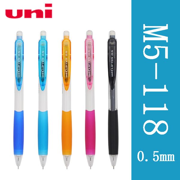 

1pcs uni 0.5 mm automatic pencil m5-118 color big mouth pen holder activity lead for school office writing supplies, Blue;orange