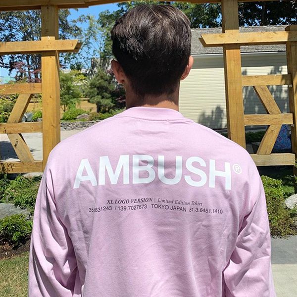 

new ambush logo t shirt men long sleeve o-neck cotton t-shirts hip hop streetwear spring fall ab tshirt tee shirts nci0908, White;black