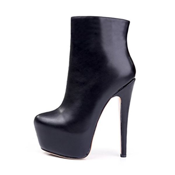 

shoes women ankle stiletto high heel boots water-resistance platform from 4~12.5 us size, Black