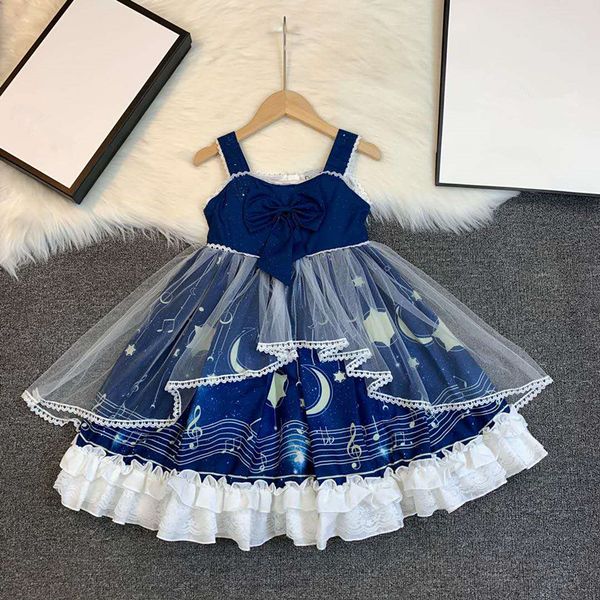 

европейский и американский родитель-ребенок лето новый 2020 детская одежда condole с звездное небо печать голубой детское платье девушки, Blue