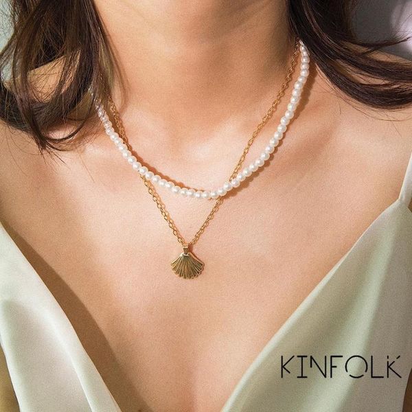 

kinfolk pearl gold pendant necklaces chain necklace for women boho chains for women dainty layered chocker necklace 2020, Silver