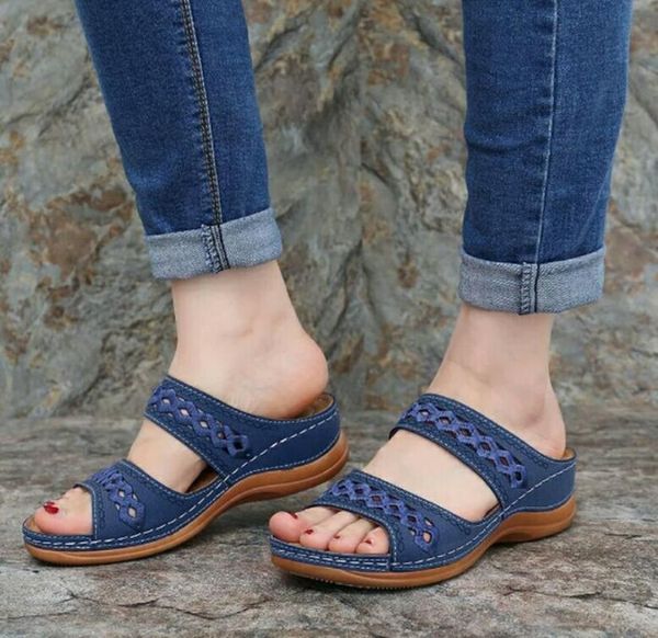 

женщины сандалии моды клинья обувь для женщин тапочки летние туфли с каблуками сандалии вьетнамки пляж casual, Black