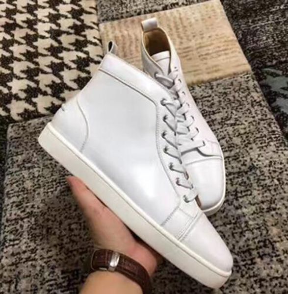 

with box] elegant luxurious red bottom men,women sneakers shoes leather high casual shoes,outdoor flat with walking party dress shoes, Black