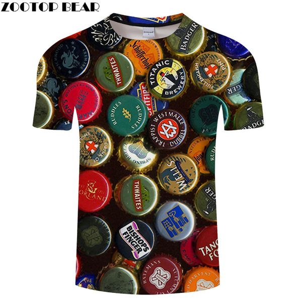 

colorful beer lid male t shirt travel tshirt men t-shirt 3d tee summer short sleeve shirt 6xl streetwear dropship zooear, White;black