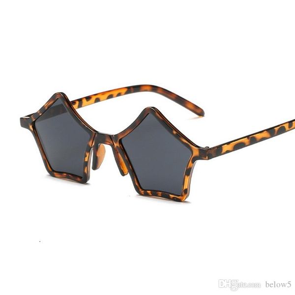 

2018 new unique pentagram style sunglasses women vintage red black leopard plastic star sun glasses eyewear uv400, White;black