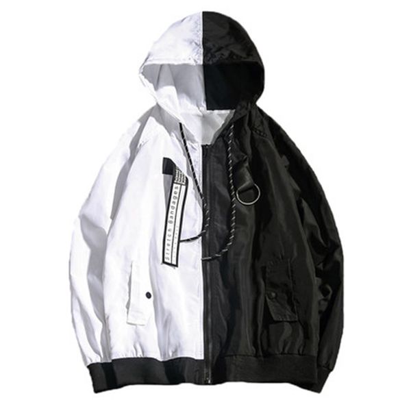 

patchwork hoody jacket men autumn jackets men 2018 japanese streetwear windbreaker bomber baseball jacket hip hop coat 50na7, Black;brown