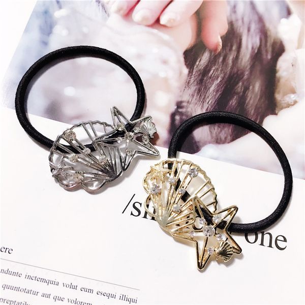 

fashion shell starfish metal elastic hair accessories women hand band girls hair jewelry ponytail rope hairband
