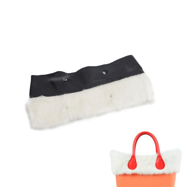 

fashion mini fur trim bag plush trims real genuine fur decoration for mini obag o bag, Black