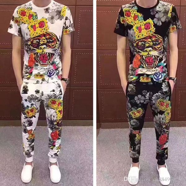 

designer luxury men's sportswear 2020 new summer brand men's fashion printed sportswear suit jogging jacket + trousers sportswear, Gray