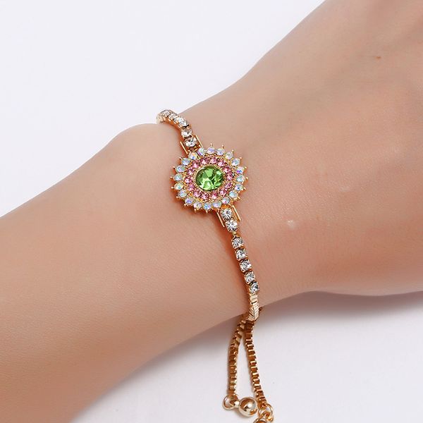 

retro fashion micro-set zircon simple women's bracelet european and american popular jewelry female party gift, Golden;silver