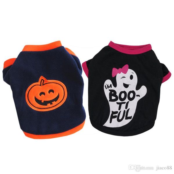 

Ghost and Pumpkin Pet Coat Dog Clothes Christmas and Halloween Costumes Winter Warm T shirt Cotton Coat Cat Apparel Cartoon Clothing DHL