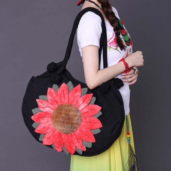 

сумка через плечо подсолнечник ручной работы хлопок царапина крашение ремесло патч лягушка женская сумка