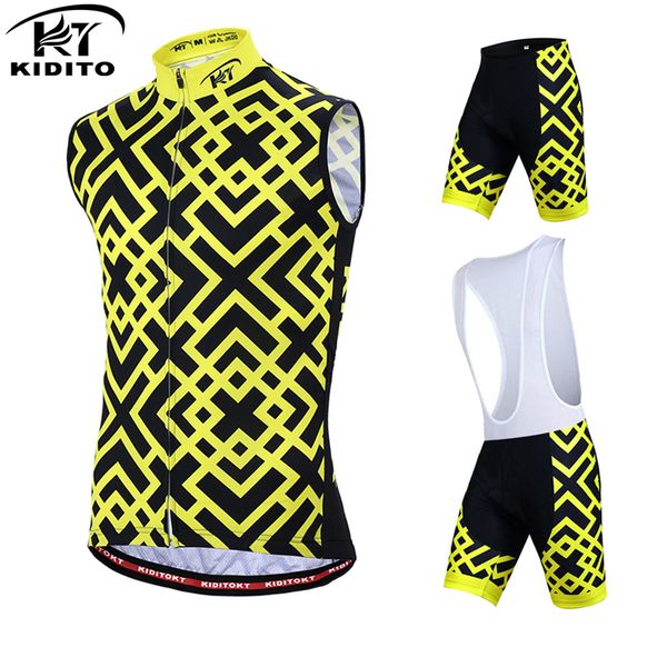 

cycling jersey sets kiditokt sleeveless set summer pro mtb bicycle clothing breathable bike suit for men, Black;red