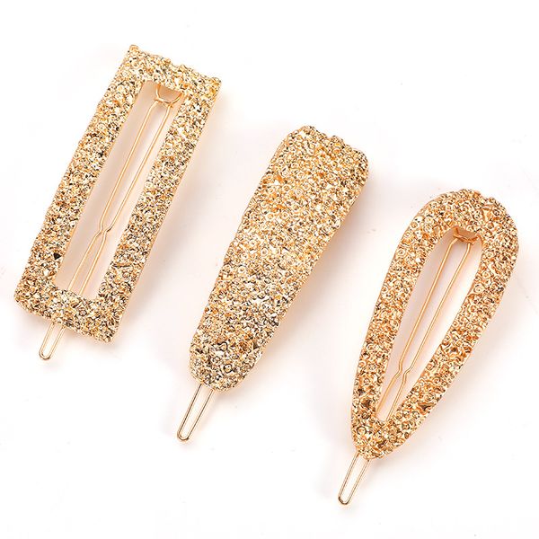 

1pcs 2019 chinese hairpin fashion alloy geometric korean hairpins for hair women girls side clip hair clip accessorie, Golden;white