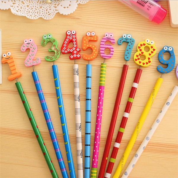 

10pcs/lot cut uniquely shaped digital desig pencils creative gifts school office stationery