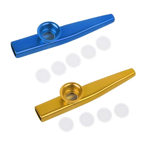 

2 pieces kazoo mouth flute, golden blue