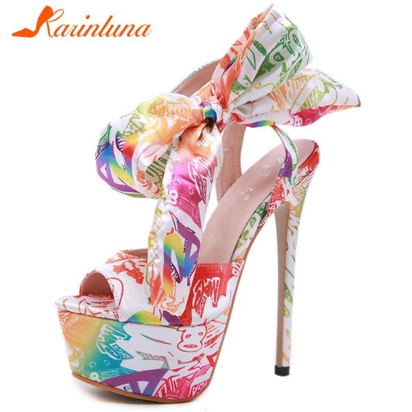 

karin 2020 hook & loop super high heels shoes women sandals platform peep toe party wedding sandals woman shoes, Black