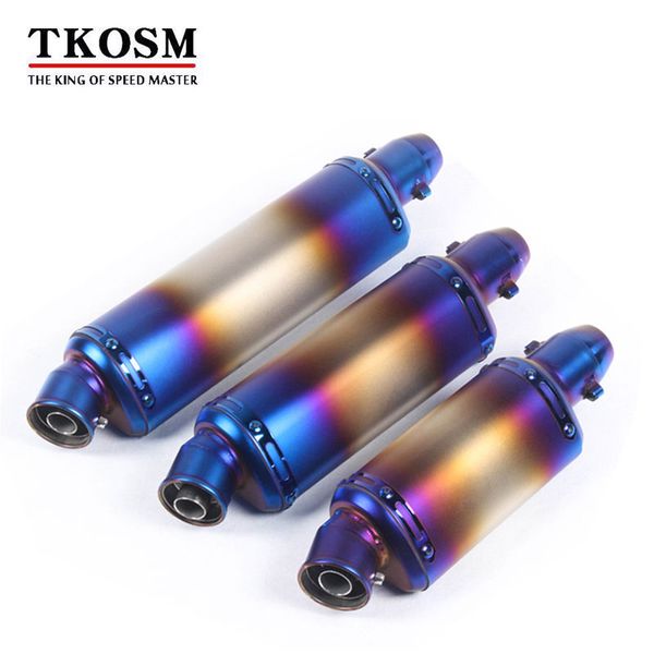 TKOSM Universal 38-51mm Motorcycle Scraill Scrael Sleafler Tube 3size Aço Inoxidável GP Scooter Motor Pipe GY6 YZR CBR125