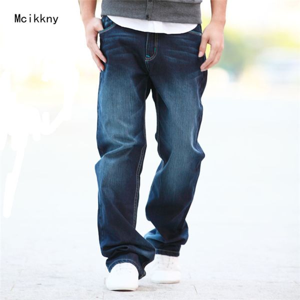 

Mcikkny Vintage Men's Fashion Baggy Jeans Washed Straight Loose Style Denim Trousers Streetwear Casual Jeans Pants Size 28-42