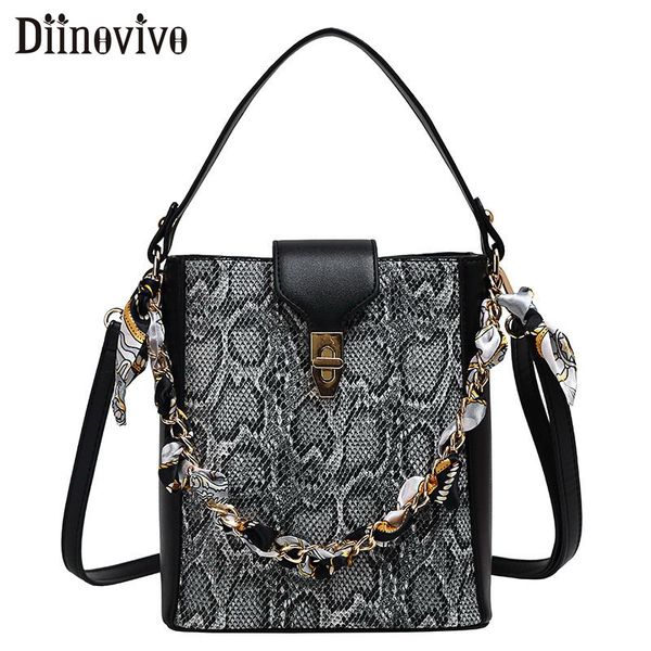

diinovivo serpentine shoulder bag female ribbon chain tote handbags women small crossbody messenger bags lady bucket whdv1352