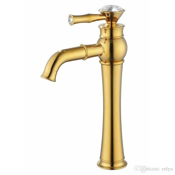 

rolya tall bathroom faucet high body basin sink mixer tap luxurious golden finish