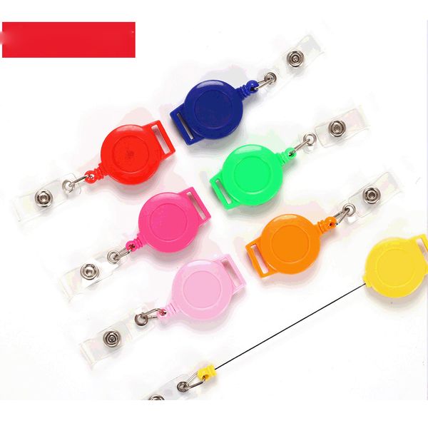 

8 colors retractable pull badge id lanyard name tag card badge holder reels key ring anti-lost chain clips school office supply