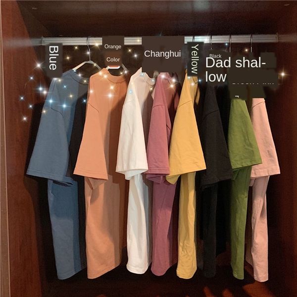 

2020cec basic solid color loose large edition student short-sleeved t-shirt female base casual 2020cec basic solid color loose large edi, White