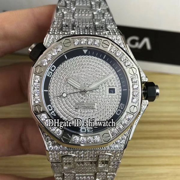 

version royal 15707 steel silver black inner diamond dial automatic mens watch 3 style stainless steel diamond band watches 418c3, Slivery;brown