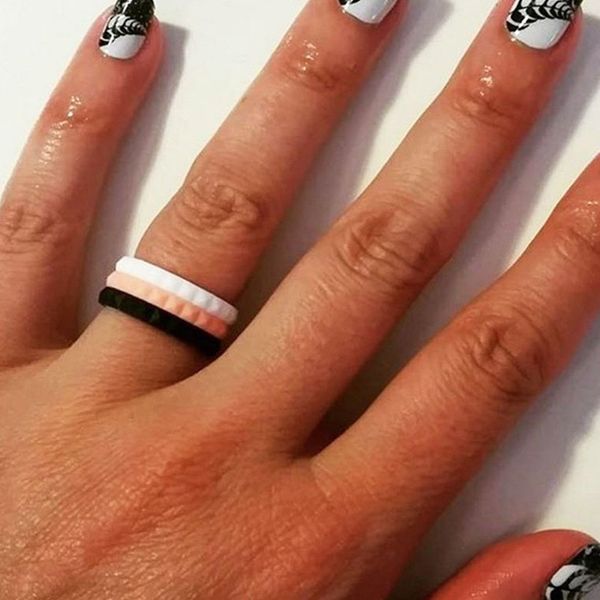 

rubber bands silicone rings for women braided stackable hypoallergenic crossfit flexible sport multicolor engagment jewelry r-481, Silver