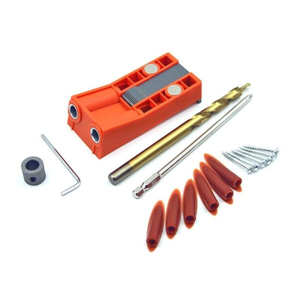 

woodworking pocket hole jig kit drill guide set 9.5mm inch woodworking hole puncher drilling inclined locator carpentry tools
